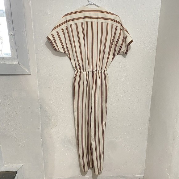 Maje Pieni Rayure Stripe Jumpsuit Surplice V-Neck Straight Leg Womens 34 / XS - Picture 12 of 15